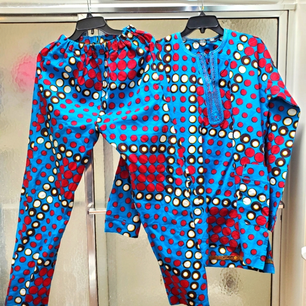 Preown 2PIECE Multicolored Set; Ankara Material Sz 14-18; Long Sleeves; $40
